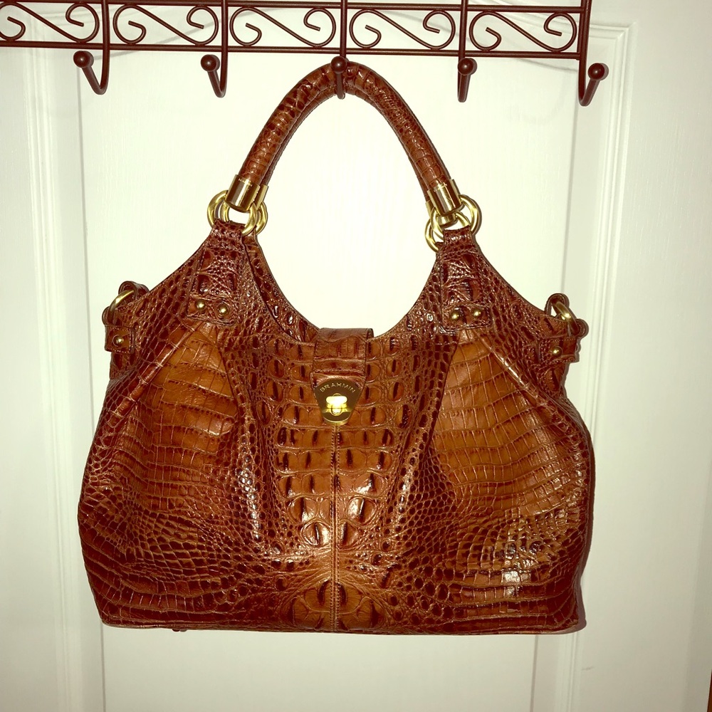 Brahmin Large Crocodile Structured Tote